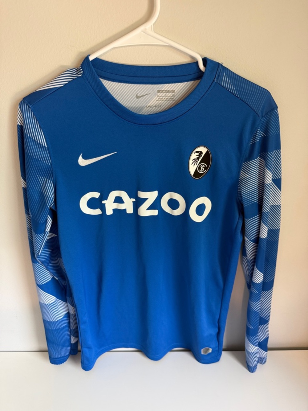 Nike FREIBURG BUNDEDLIGA  Blue Long-Sleeve Soccer Jersey with White Logos